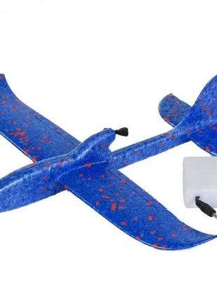 Літак-планер 36 см із зарядкою та моторчиком синій із пінопласту el-1231