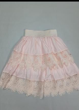 Юбка детская с кружевом розовая