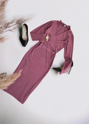 Красивое розовое платье миди с вырезами ткань масло1 фото