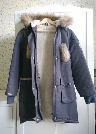 Парка из коллекции winterville от украинского бренда dasti коричнево-серого цвета6 фото