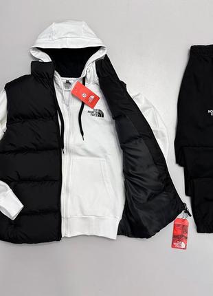 Набір the north face білий жилет-кофта-штани2 фото