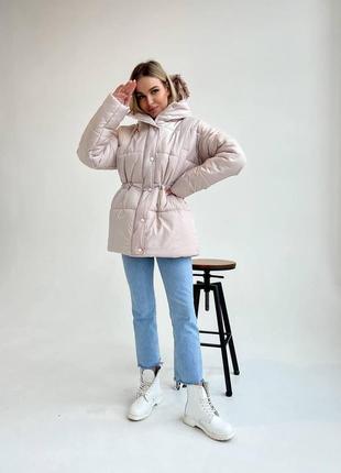 Женская зимняя куртка плащевка лаке, синтепон 250 + подкладка, с капюшоном2 фото