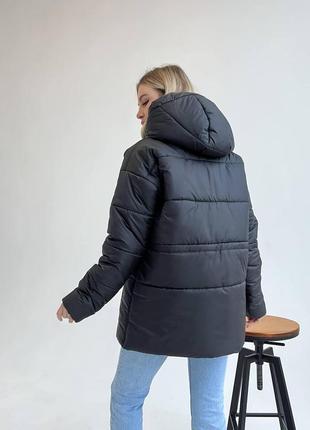Женская зимняя куртка плащевка лаке, синтепон 250 + подкладка, с капюшоном6 фото