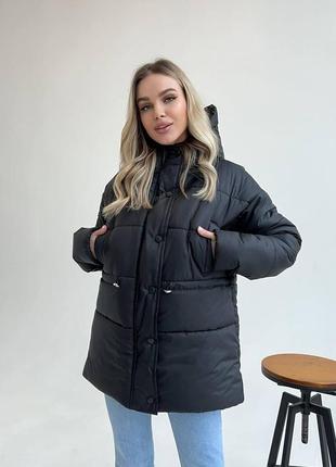 Женская зимняя куртка плащевка лаке, синтепон 250 + подкладка, с капюшоном8 фото