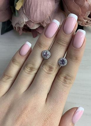 Серебряные серьги ortex с натуральным аметистом (2043577)