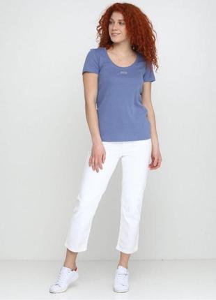 Белые укороченные джинсы с декором  стразы/высокая талия