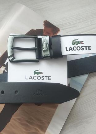 Кожаный мужской набор lacoste ремень и кошелек black3 фото