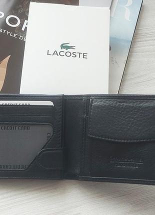 Кожаный мужской набор lacoste ремень и кошелек black5 фото