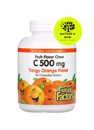 Natural factors витамин с со вкусом фруктов 500 мг - 90 жевательных вафель1 фото