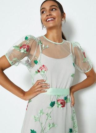 Сукня міді з квітковою вишивкою, xs3 фото