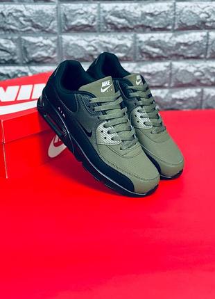 Мужские кроссовки rack nike air max 90 зелёные кожаные кроссовки найк аир макс 90