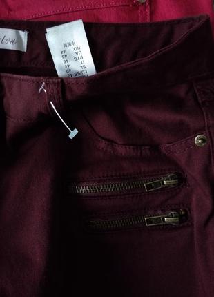 Р 12 / 46-48 стильные базовые укороченные джинсы штаны брюки цвета марсала скинни aniston6 фото