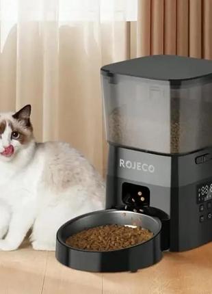 Автоматический дозатор корма для собак и кошек rojeco смарт кормушка с таймером 2 л