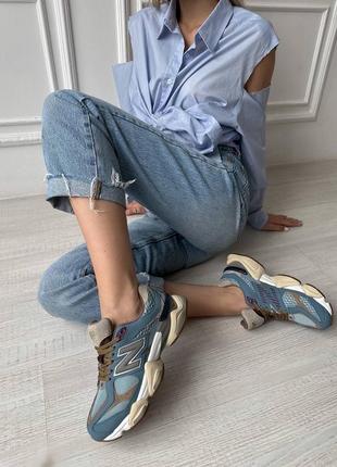 Женские кроссовки new balance 9060 brown blue5 фото