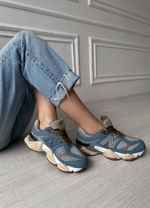 Женские кроссовки new balance 9060 brown blue