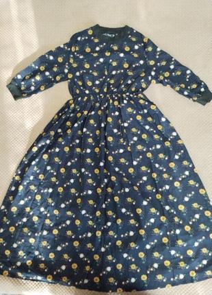 Длинное катоновое платье с цветочным принтом, xl4 фото