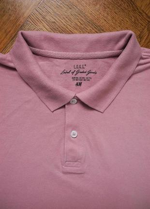 Чоловіча футболка поло рожева бузкова h&m xl xxl3 фото