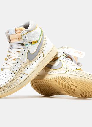 Мужские кроссовки nike air jordan 1 retro x union l.a white beige 41-42-43-44-45