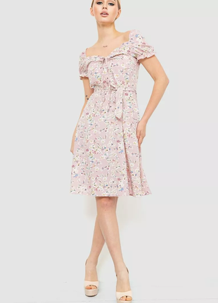 Сукня софт з квітковим принтом, колір пудровий, 230r1006