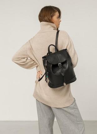 Рюкзак-сумка шкіряний жіночий чорний ольсін2 фото