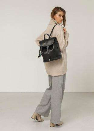 Рюкзак-сумка шкіряний жіночий чорний ольсін3 фото