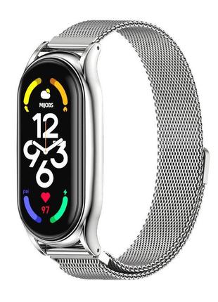 Ремешок металический mijobs milanese loop loop magnet clasp  для фитнес браслета xiaomi mi band 7 silver