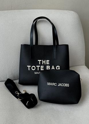 Жіноча сумка - шопер marc jacobs tote bag чорна 2 в 1