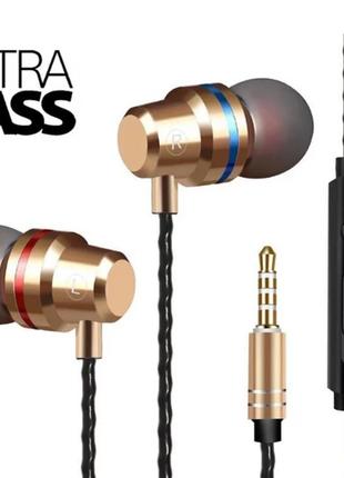 Вакуумные наушники с микрофоном и регулятором громкости vb89 золотой