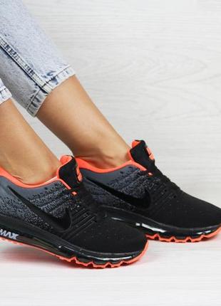 Крутые женские кроссовки nike air max 2017 чёрные с серым градиентом