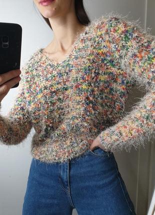 Стильний светр травка з люрексом v-подібним вирізом кофтинка