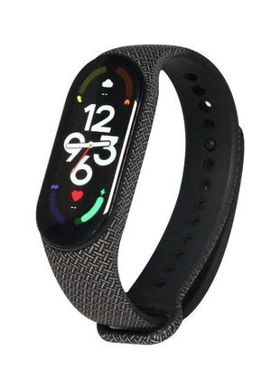 Ремешок силиконовый для фитнес браслета xiaomi mi band 3/4 silver geometry (mrk2515)