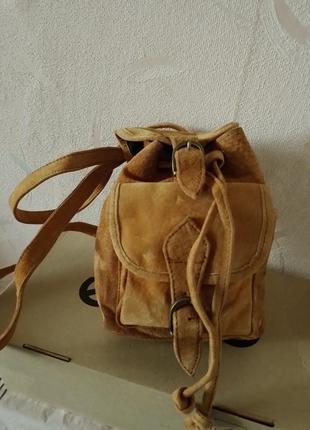 Рюкзак мини (микро)кожанный замшевый из англии8 фото