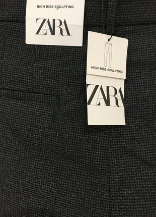 Zara брюки в клетку с высокой посадкой4 фото