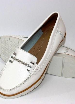 Стильные белые женские туфли мокасины весна/осень, кожаные/натуральная кожа-женская обувь демисезон2 фото