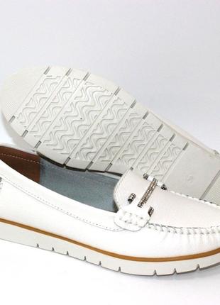 Стильные белые женские туфли мокасины весна/осень, кожаные/натуральная кожа-женская обувь демисезон3 фото
