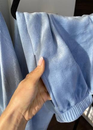 Голубая флисовая пижама/домашний костюм кофта и штаны 46-505 фото