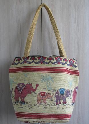 Ексклюзивна сумка індійські слони натуральний гобелен