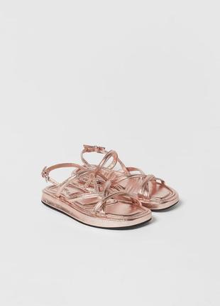 Босоніжки сандалії металізовані zara 36-37 (24,5 см)