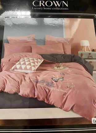 Комплект постельного белья премиум класса страйп-сатин с вышивкой4 фото