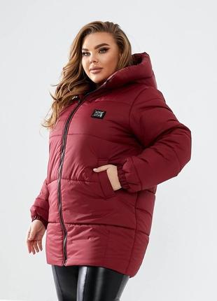 Женская модная стёганная зимняя куртка куртка зимняя с капюшоном однотонная