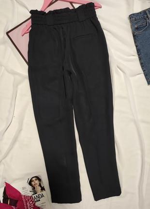 Брюки zara темно- cиние женские брюки с кишенями пояс резинка3 фото