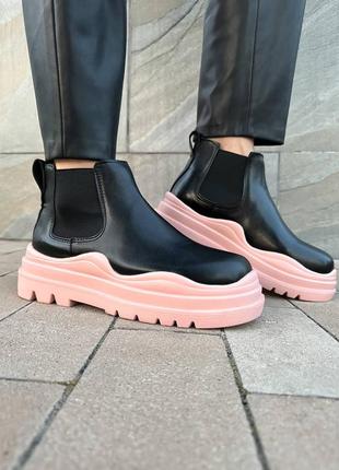 Bottega veneta mini pink no logo, черевики на флісі, ботинки на флисе1 фото