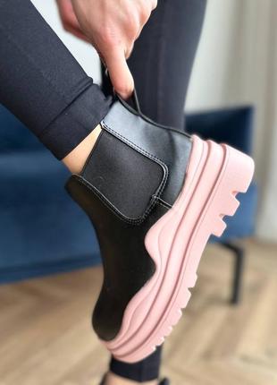 Bottega veneta mini pink no logo, черевики на флісі, ботинки на флисе5 фото