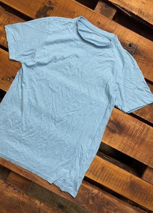 Мужская хлопковая базовая футболка primark (примарк хс-срр идеал оригинал голубая)1 фото