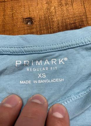 Мужская хлопковая базовая футболка primark (примарк хс-срр идеал оригинал голубая)6 фото