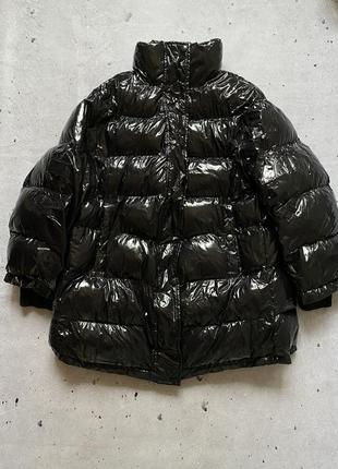 Женская оверсайз дута лаковая куртка-пальто пуховик zara размер s1 фото