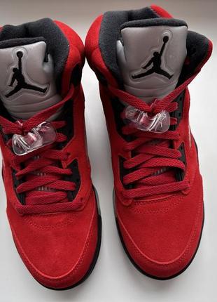 Кроссовки nike air jordan 5 retro raging bull red aj5 джордан ретро красные замшевые5 фото