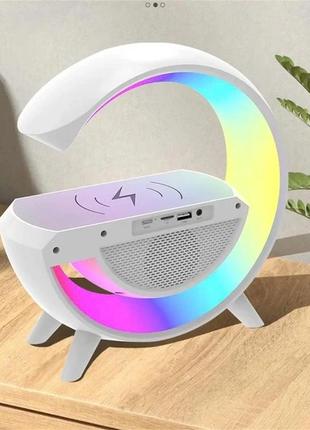 Настольная смарт лампа, ночник bt-3401 rgb rainbow light-wireless happy light с bluetooth колонкой +8 фото