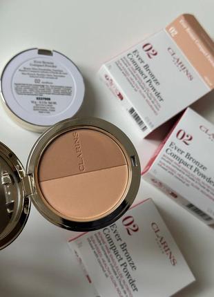 Компактна пудра для обличчя clarins ever bronze compact powder повний формат 10г відтінок 02