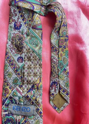 Шовкова вінтажна краватка kenzo шовк галстук кензо3 фото